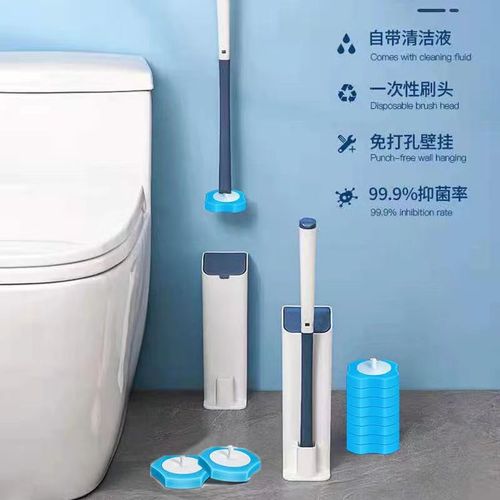 Toilet cleaning disposable toilet brush set bathroom no dead corner toilet throw away replaceable wall-mounted cleaning brush