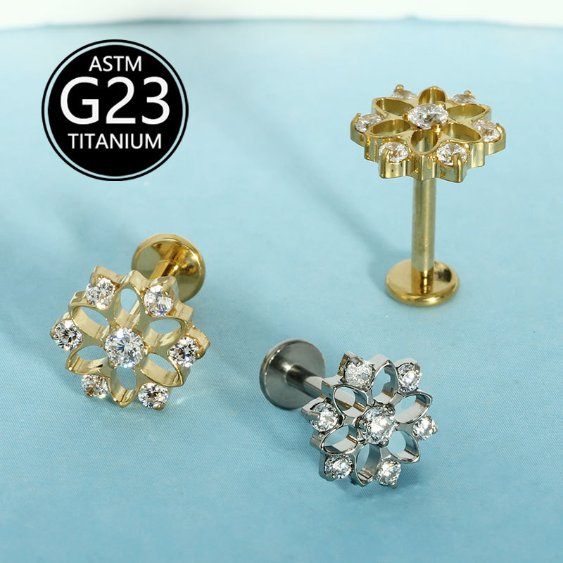 Labret piercing jewelry detail image