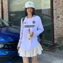 韩国小众潮牌明星同款72印花球衣2025春款长袖T恤休闲宽松上衣女