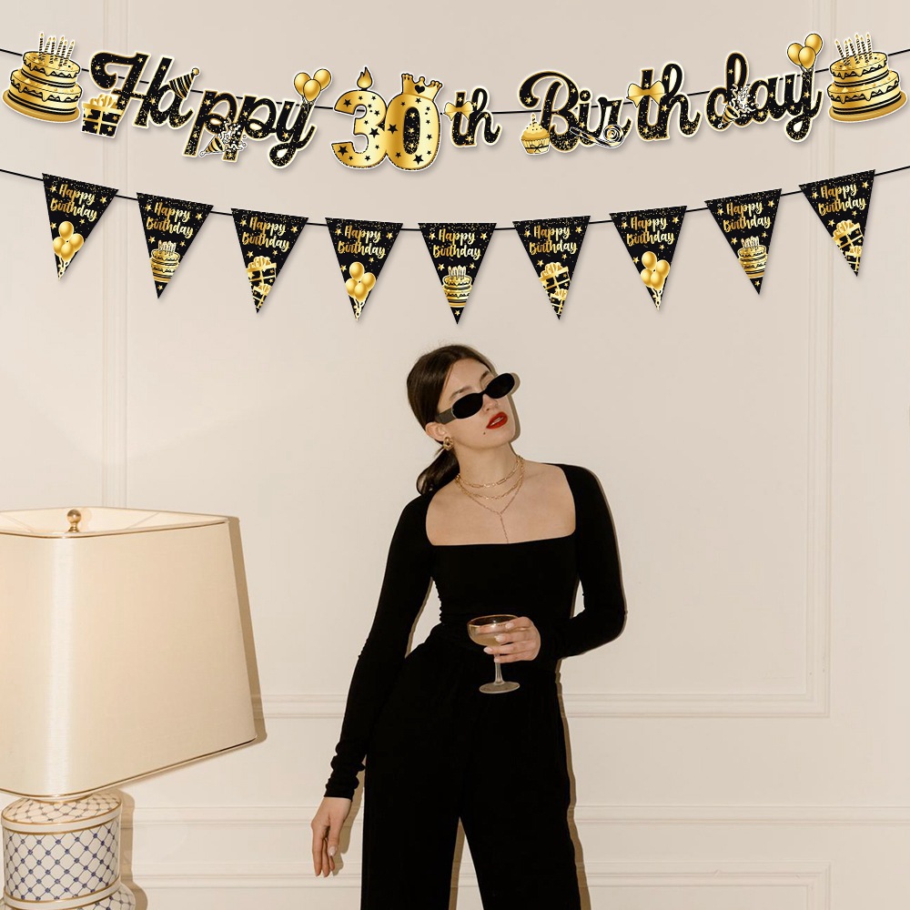 Nuevo estandarte de decoración de fiesta de cumpleaños 30 años 40 cumpleaños decoración de cumpleaños decoración de cumpleaños bandera
