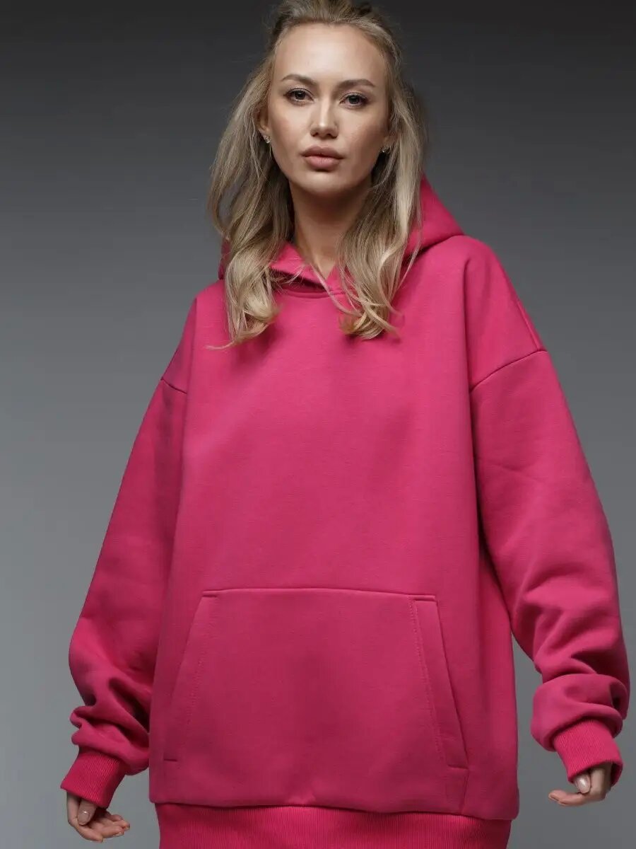 Women's Oversized Hooded Sweatshirt With Pockets And Long Sleeves_voghion.com