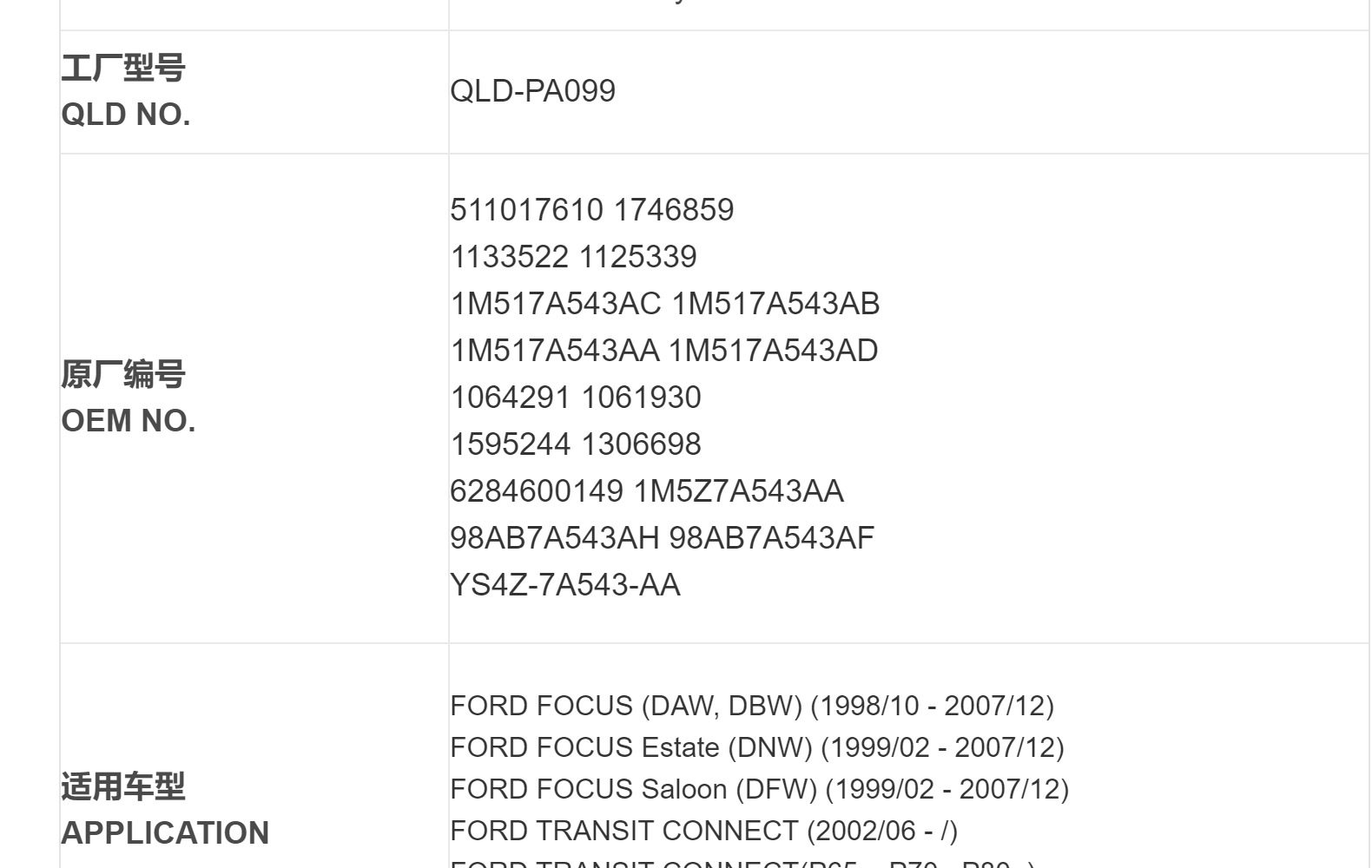 Clutch master cylinder clutch brake pump FORD1M517A543AC/AB/AA factory direct supply Fox Quanshun