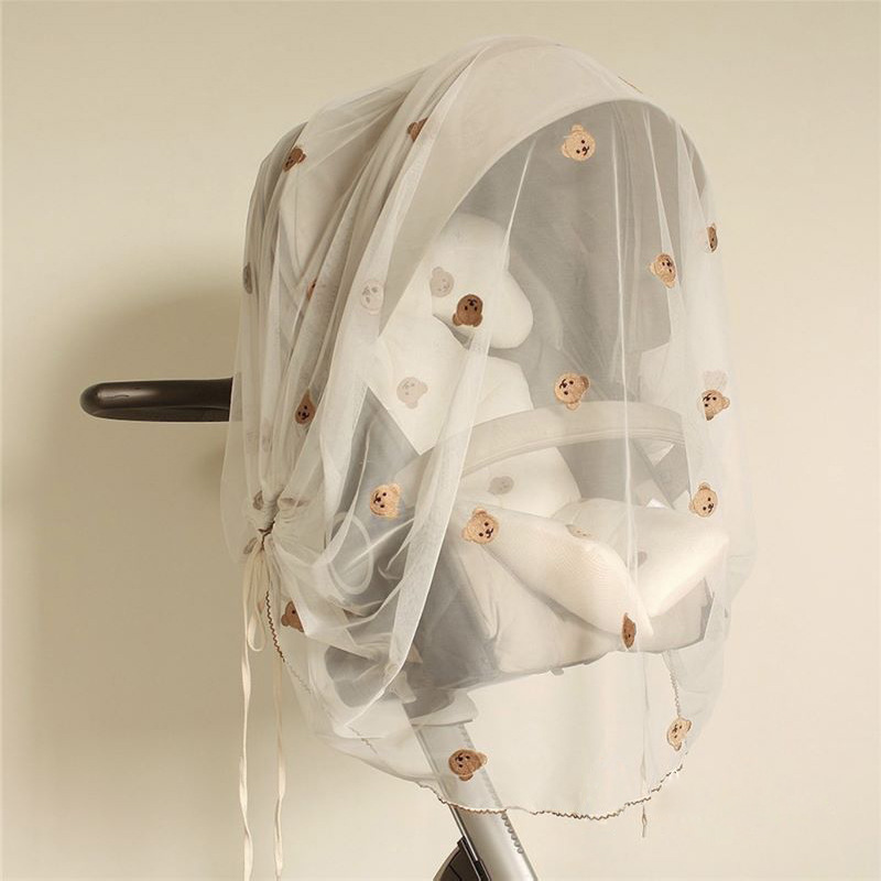 Bear Baby Stroller Mosquito Net Full Cover Baby Stroller Summer Anti-mosquito Cover Baby Walking Artifact With Mosquito Net