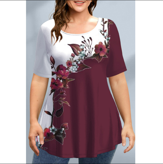 Irregular Hem Printed T-Shirt Dress - Figure 3