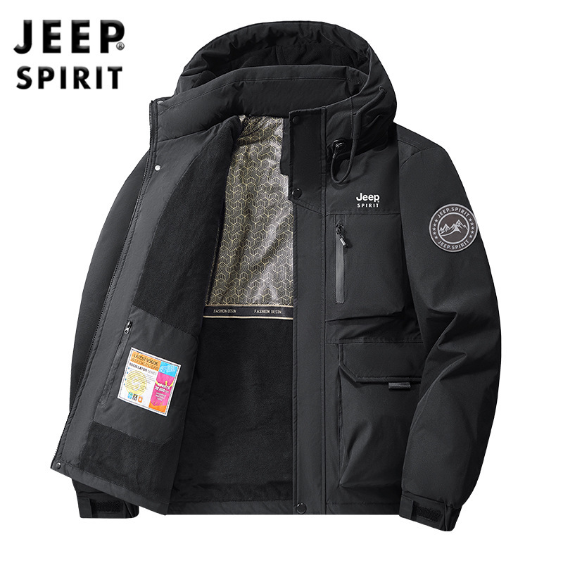 JEEP吉普2025男装夹克棉服秋冬季连帽户外工装保暖外套棉衣99668|undefined