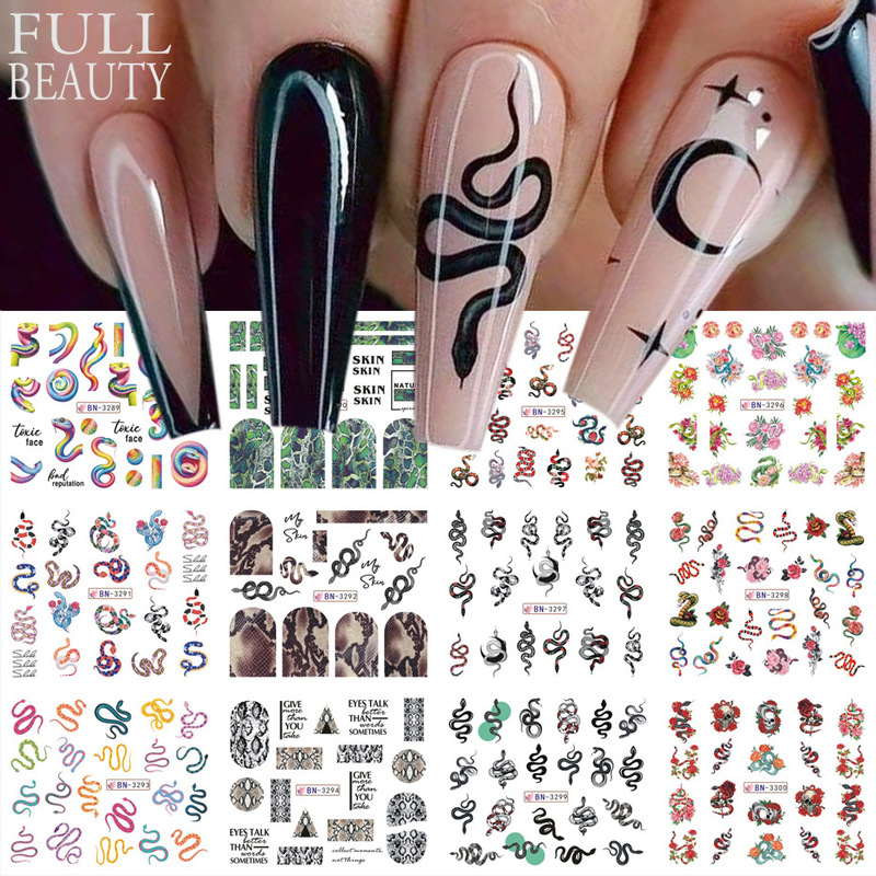 Cross-border New Nail Art Watermark Sticker ins Year of the Snake Small Snake Small Flower Snake Cartoon English Water Transfer Nail Sticker Cross-border New Nail Art Watermark Sticker ins Year of the Snake Small Snake Small Flower Snake Cartoon English Water Transfer Nail Sticker