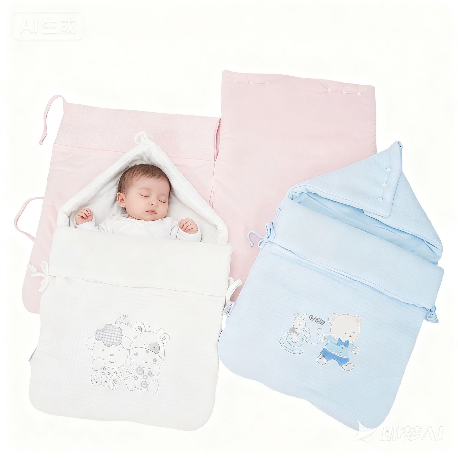 Autumn and Winter Newborn All-In-One Sleeping Nest Bag Anti-Jump Soothing Bionic Swaddle Cartoon Embroidered Infant Sleeping Bag
