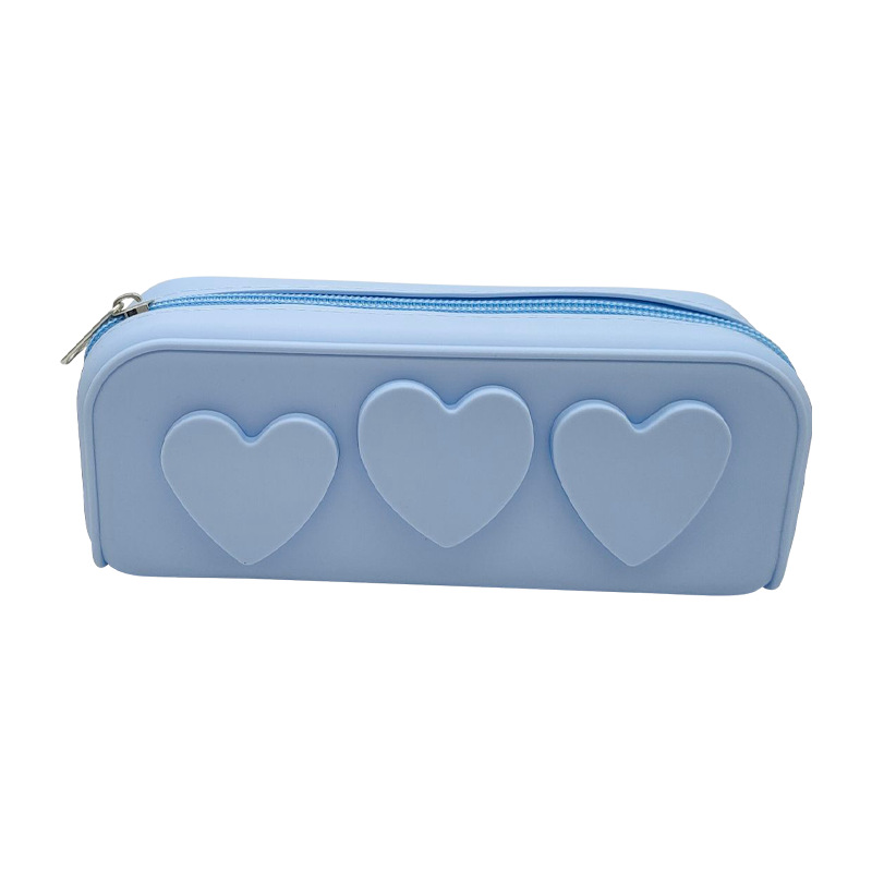 Love Silicona Estuche para lápices Estuche para almacenamiento de belleza Estuche para papelería Bolso de almacenamiento para viajes de ocio al aire libre Logotipo portátil