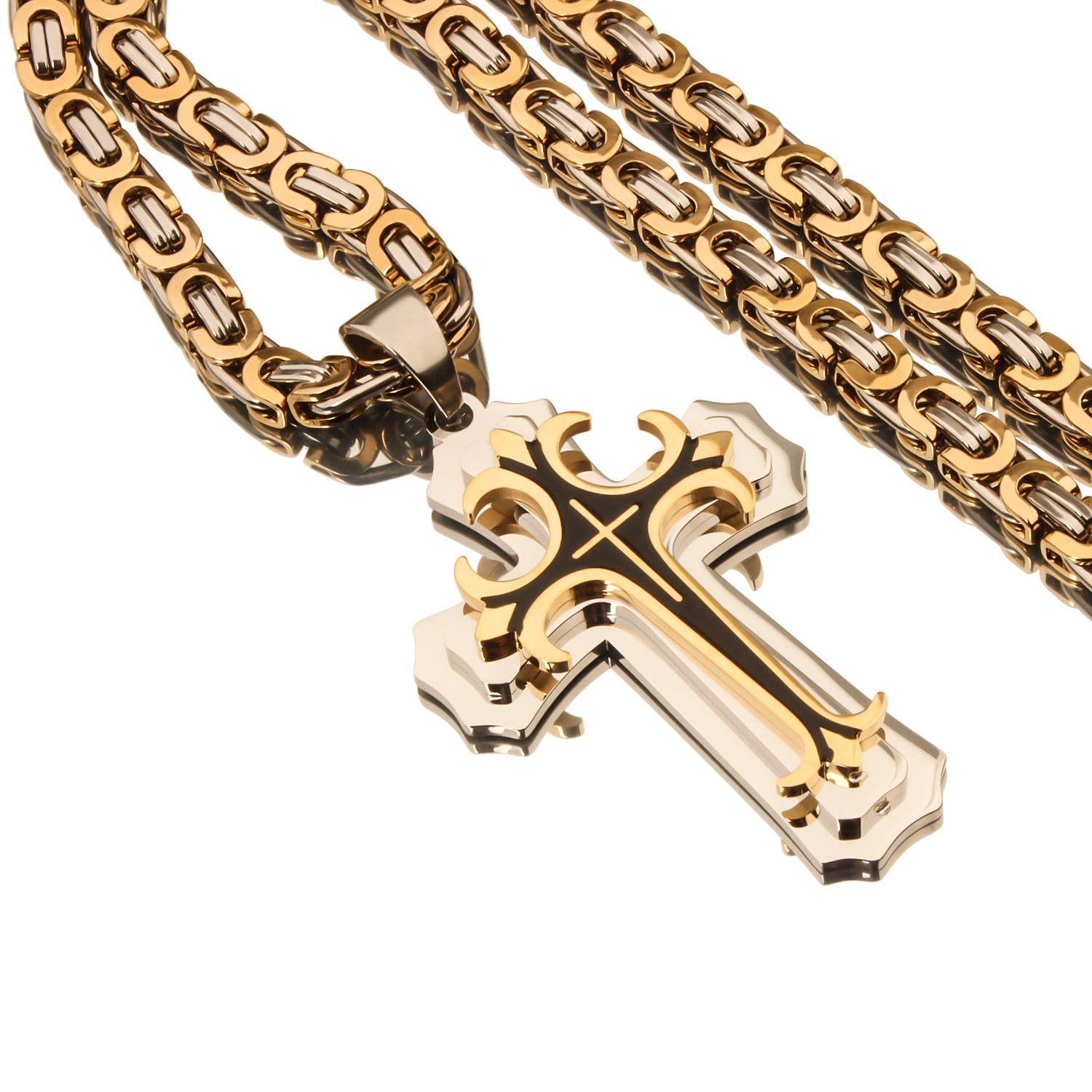 35g Weight Titanium Steel Pendant Material Pendant Necklace Classification Titanium Steel Chain Material 1 Piece Quantity Party, Carnival, Street Occasion Titanium Steel Material Cross Pattern Men's Gender Plating Design Exaggerated, Punk Style Exaggerated Punk Cross Titanium Steel Plating Men's Pendant Necklace 4