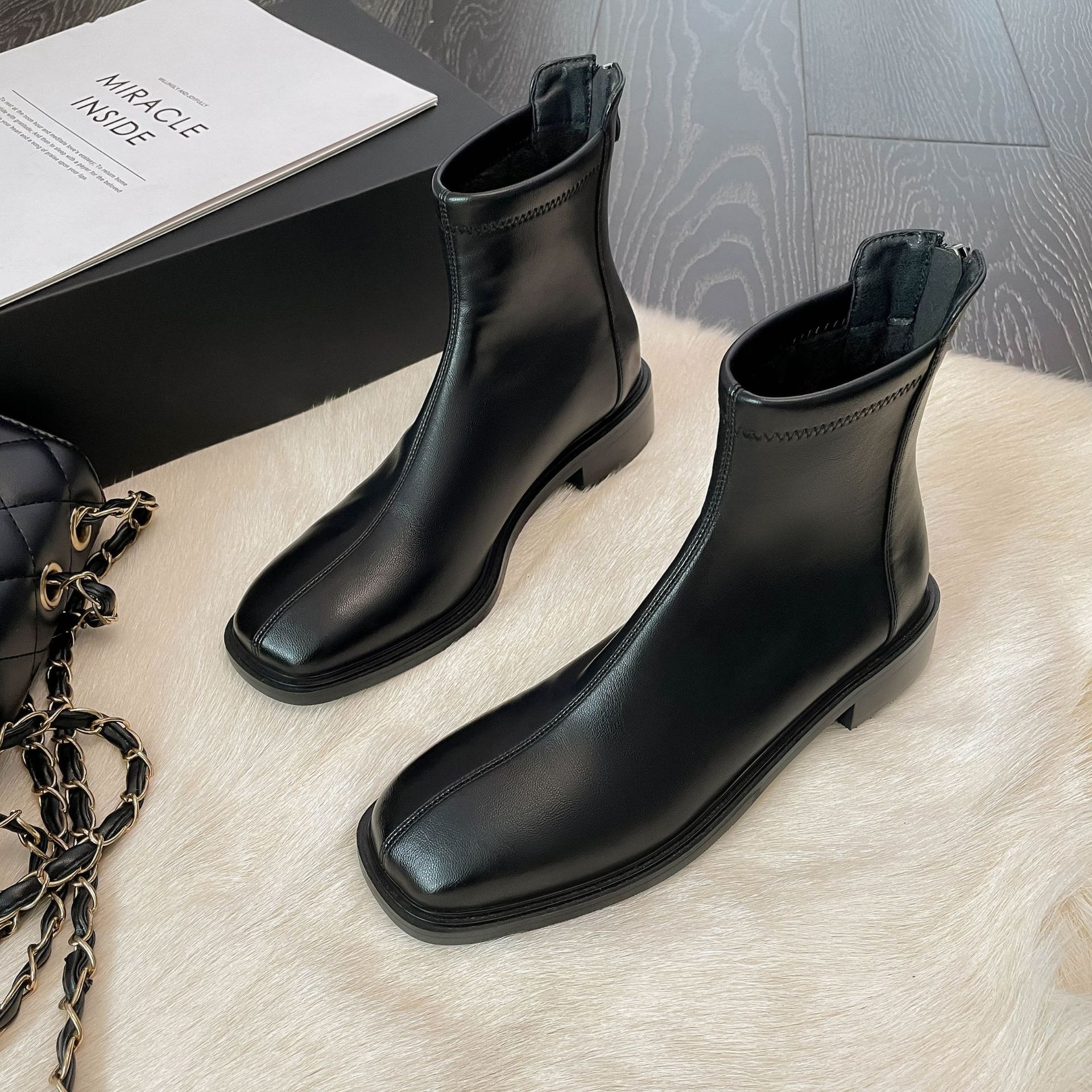 Chiko Idara Square Toe Block Heels Boots