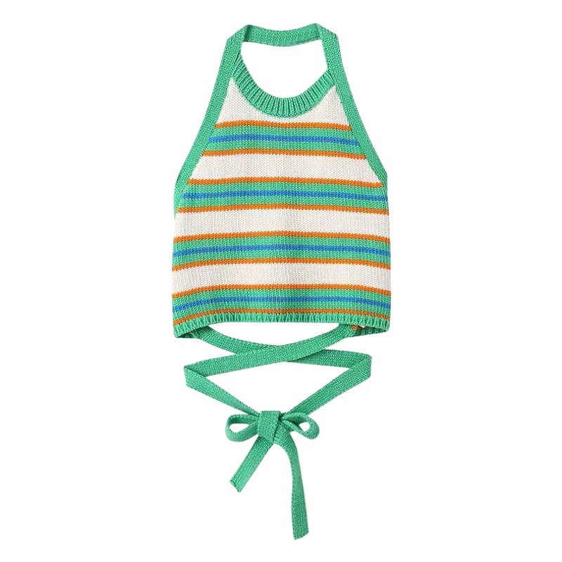 Niñas verano chaleco camisola bebé red estilo occidental de los niños personalidad moda marca estilo coreano color a juego rayas Halter top