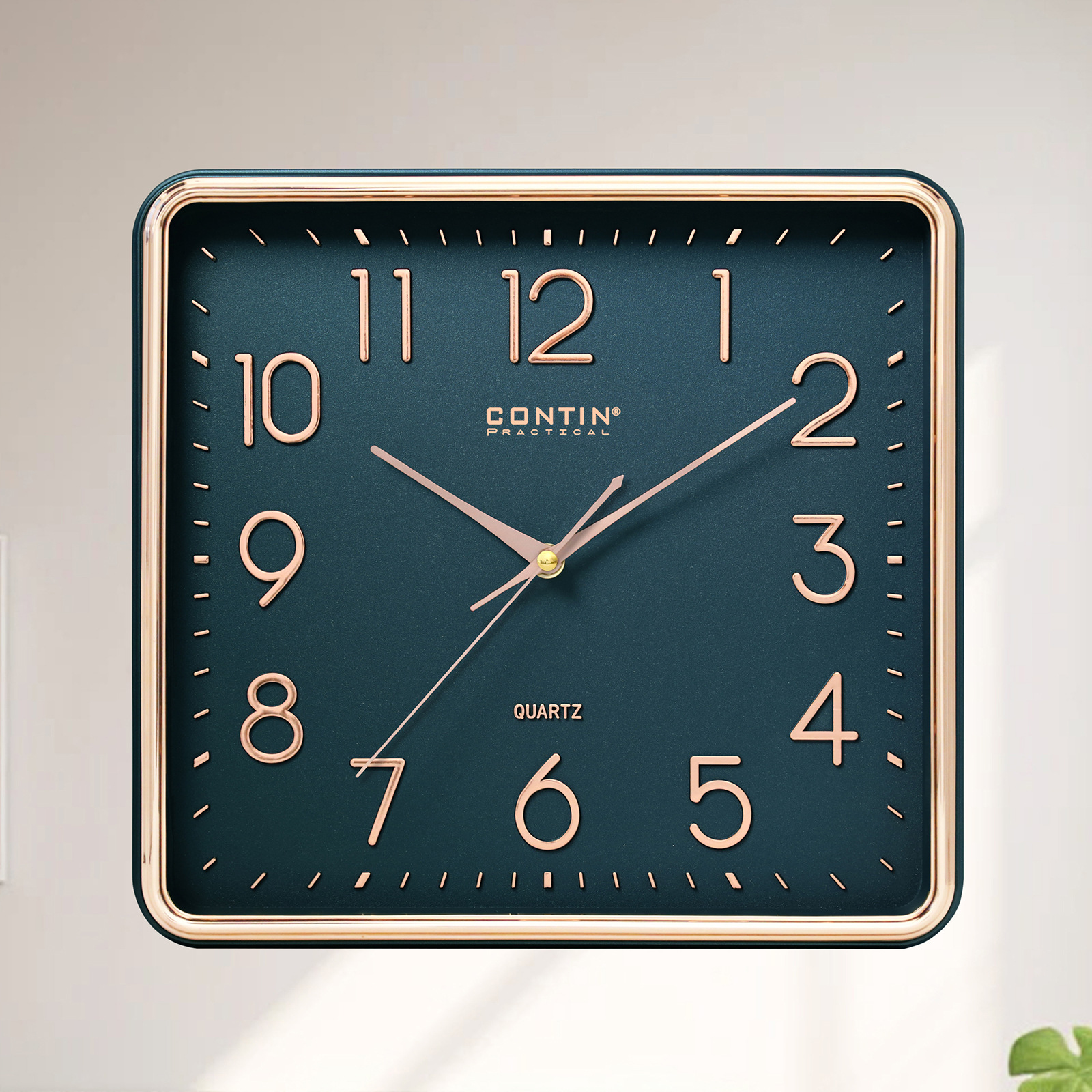 Reloj de pared cuadrado de plástico con números 3D - Silencioso y de moda - Para sala de estar y hogar - Venta al por mayor de fábrica