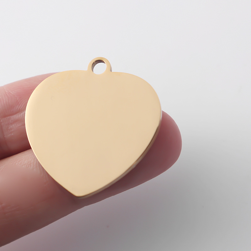 Customization Laser Engraving, Heart Shape, Solid Color Pattern 1 Piece 30mm 304 Stainless Steel Customization Laser Engraving Heart Shape Solid Color Pendant Keychain DIY Jewelry Accessories Keychain