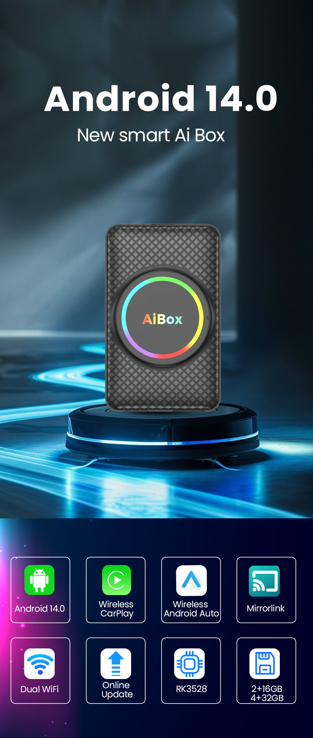 Carplay Adapter Box Converts Wired to Wireless with HDMI Output, Dual Wifi, Android Car-Machine Connectivity, and Screen Mirroring