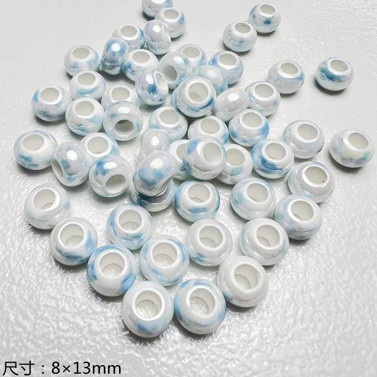 Cuentas de cerámica azul estilo japonés fresco lindo cuadrado cuentas redondas DIY joyería hecha a mano accesorios pulsera material