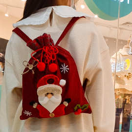 新款圣诞节礼物袋圣诞背包双肩包糖果袋礼品袋儿童圣诞背包苹果袋