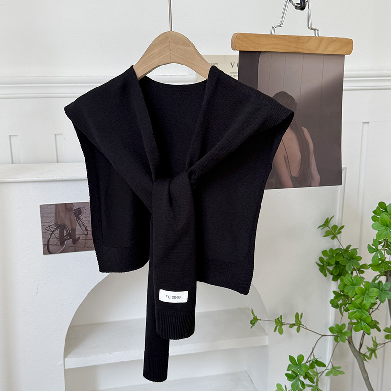Versión coreana del chal de punto de color sólido, ropa de moda de alta gama, aire acondicionado, protección del cuello, protección solar, chaleco pequeño, bufanda cálida