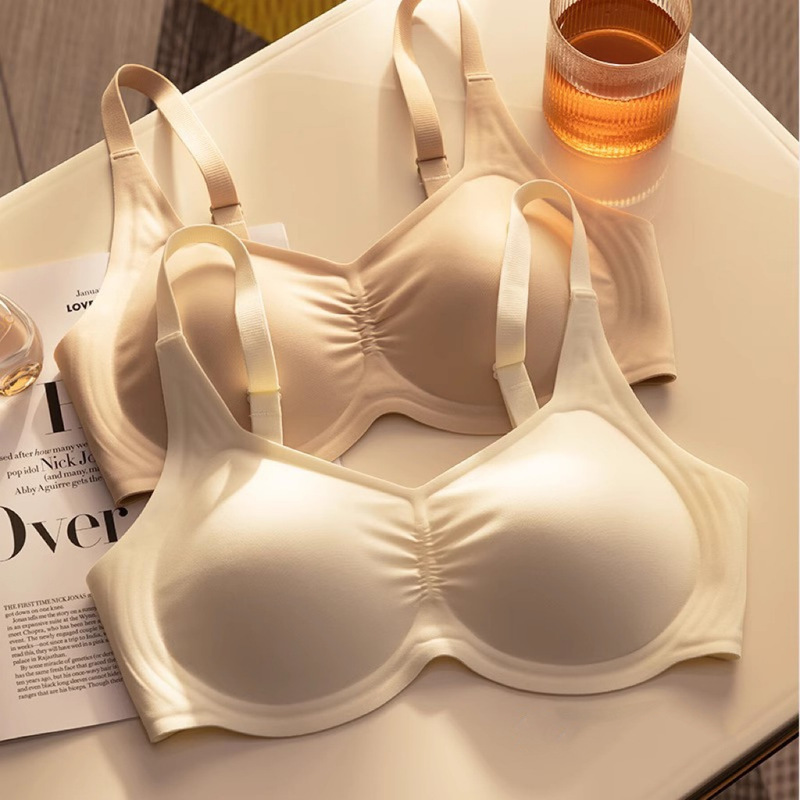 Cloud sense thin nude underwear women's big chest and small seamless push up bra without steel ring breast contracting anti-sagging