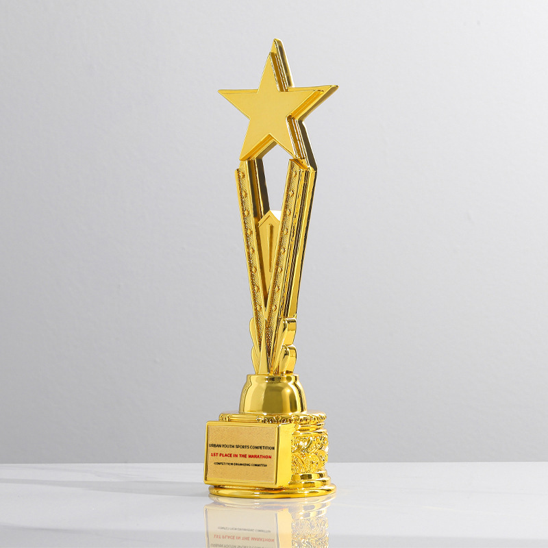 Trofeo de cristal de resina creativo, premios de producción, premios de competición deportiva de gran venta, recuerdos de reuniones anuales de empresa chapados en oro