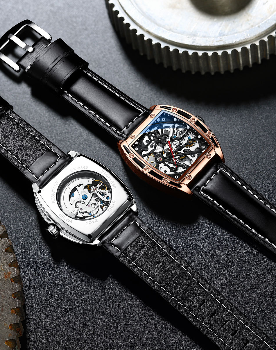 Nieuw horloge Dawn Wine Barrel Hollow Volautomatisch mechanisch horloge Heren Night Glow mechanisch horloge Mode- en elegantiehorloge_voghion.com
