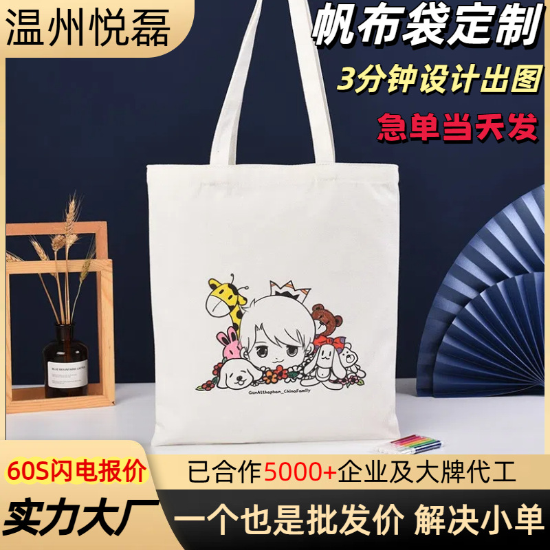 韩版卡通印花单肩包学生潮流百搭帆布袋企业广告宣传帆布包手提