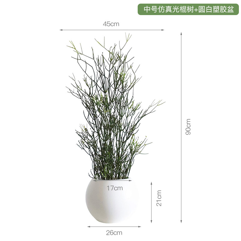 Chậu nhựa trắng tròn cây độc thân mô phỏng trung bình