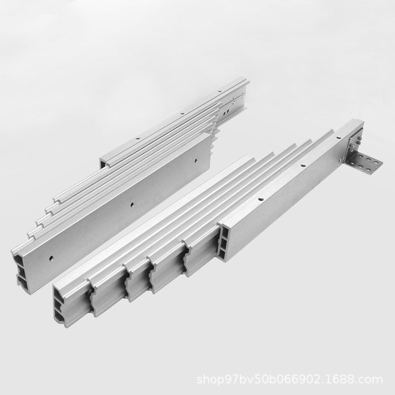 伸缩折叠餐桌五金隐形升降推拉轨道双向滑轨跳台桌多功能滚珠导轨