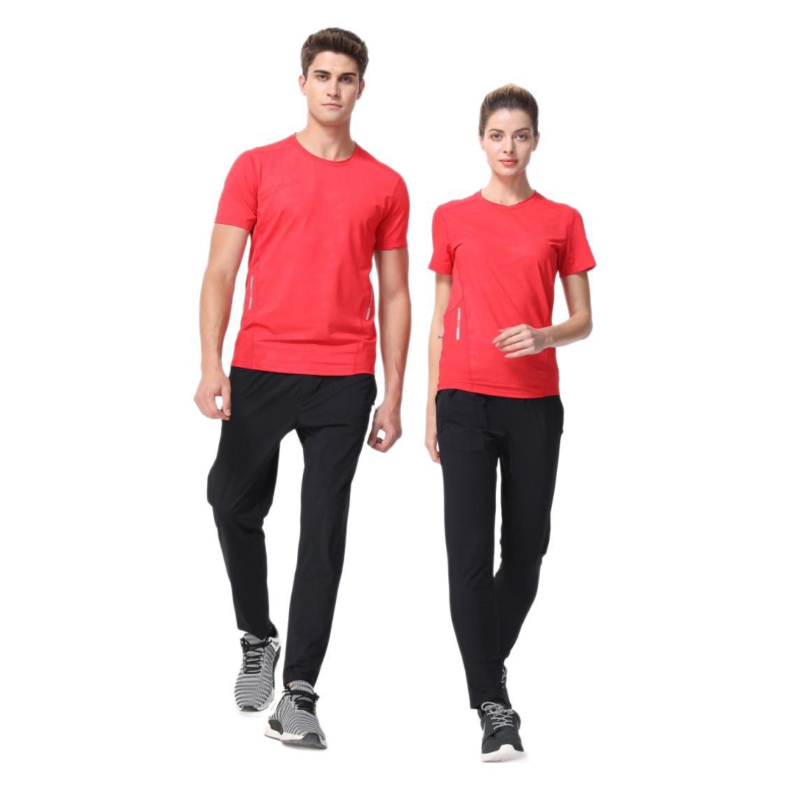 Ropa de carrera de cuello redondo secado rápido camiseta de mangas cortas diy pequeño lote de ropa de trabajo de hombres y mujeres impresión logotipo camiseta publicitaria