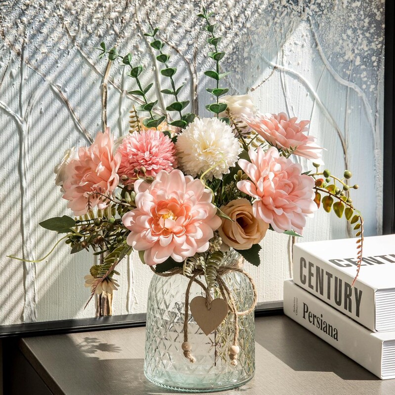 Cross-Border Amazon Wholesale Living Room Table Decorations Light Luxury Artificial Flower Glass Decorative Vase Set Cross-Border Amazon Wholesale Living Room Table Decorations Light Luxury Artificial Flower Glass Decorative Vase Set