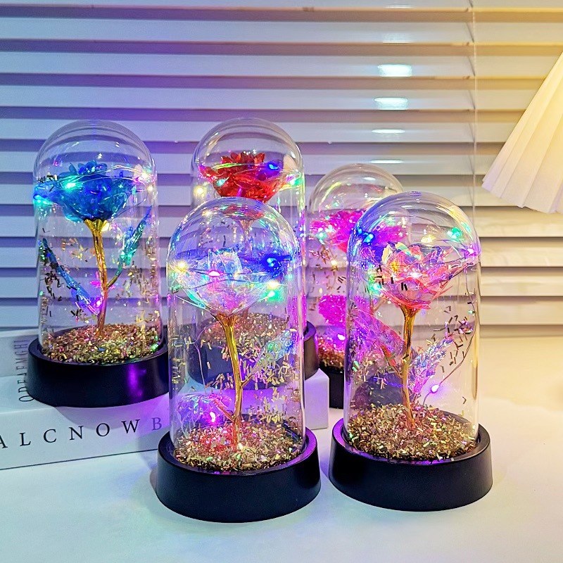 Nuevo ramo de rosas luminosas lámpara de noche dorada decoración de flores inmortales decoración pareja regalo de cumpleaños transfronterizo image 4