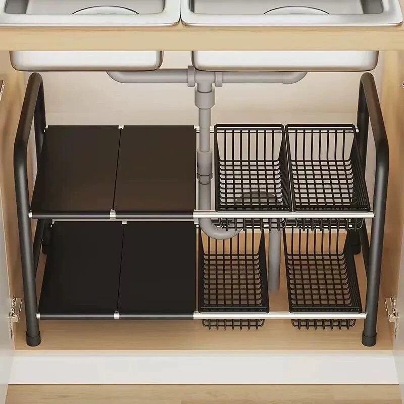 Kitchen Storage Rack, Extendable Under-Sink Cabinet, Layered Cabinet for Pots and Pans, Multi-Functional Storage Shelf Kitchen Storage Rack, Extendable Under-Sink Cabinet, Layered Cabinet for Pots and Pans, Multi-Functional Storage Shelf