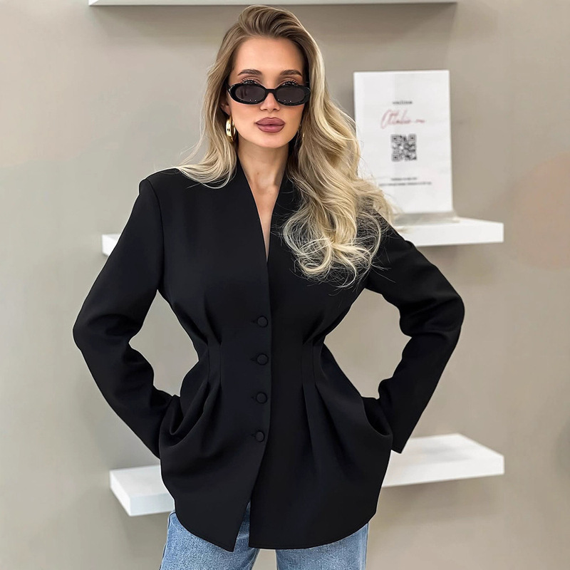 European and American Style Elegant Slim-Fit Waist-Cinching Suit with a Sense of Design, 2026 Spring New Cross-Border Commuter Blazer for Women