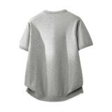 ZH8119-3D夏季V领针织衫短袖简约时尚假两件T恤新款收口上衣，男装针织衫/毛衣，星座614