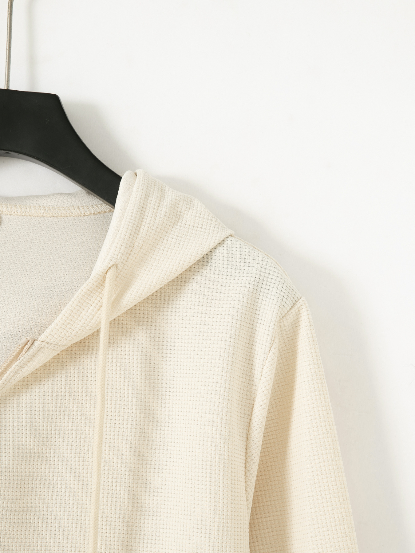 Men's Waffle Knit Hooded Zip Up Jacket For Spring And Autumn_voghion.com