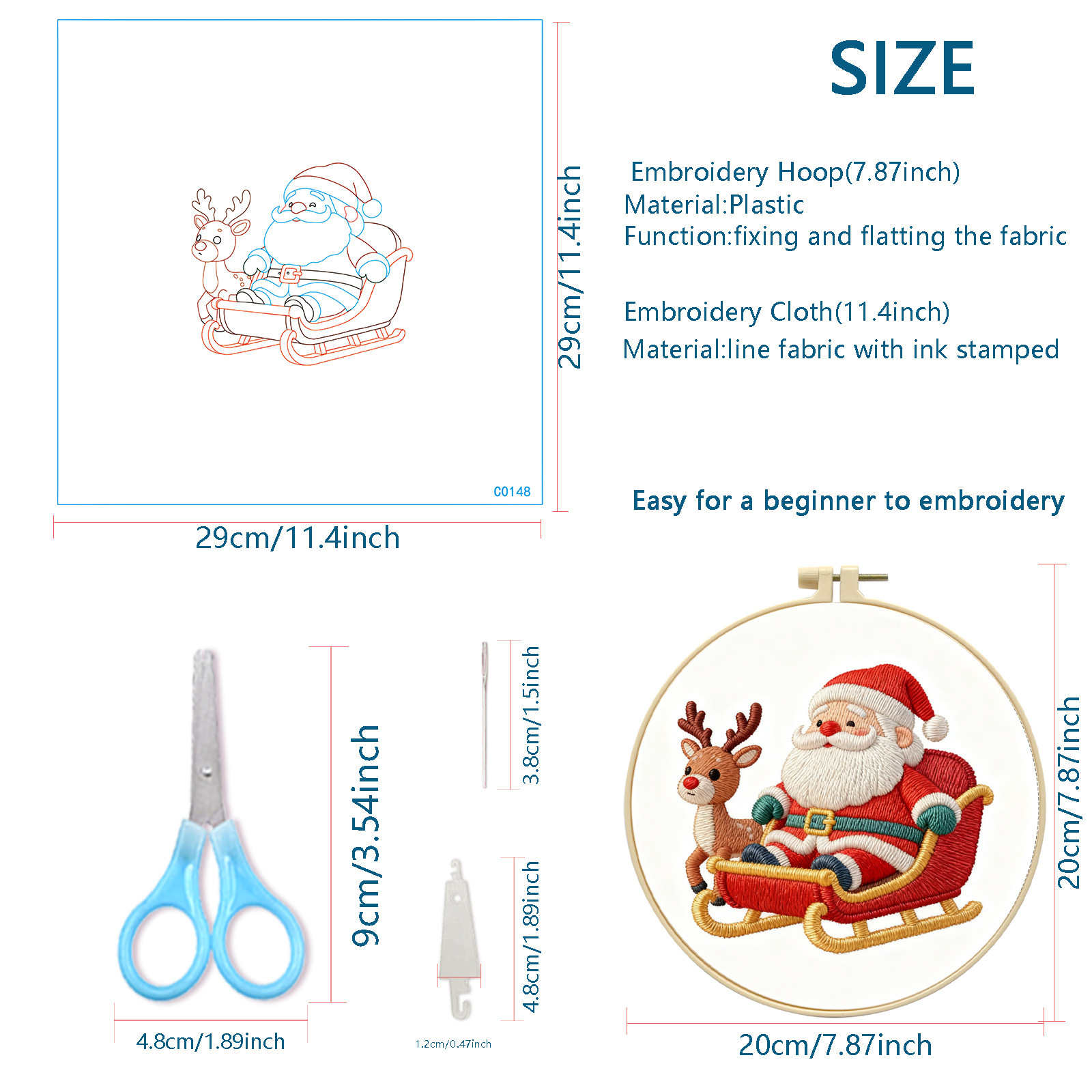 Nuevos productos transfronterizos de Navidad dedicados a Santa Claus y alces lindos bordados de dibujos animados paquetes de materiales hechos a mano diy