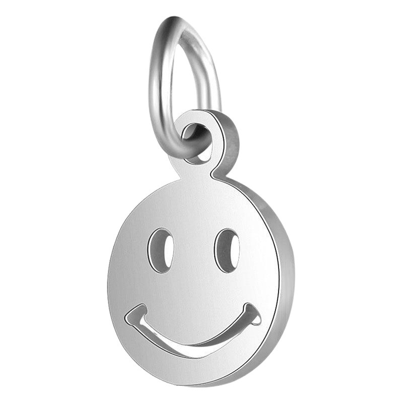 Titanium Steel Smiley Pendant Full Polished Laser Cut Stainless Steel Jewelry Smiling Expression Bag Hanging Ring Small Pendant