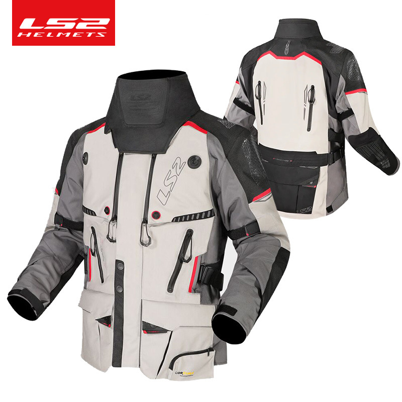 LS2 nuevo traje de motocicleta para hombres y mujeres de cuatro estaciones tracción impermeable, resistente al desgaste, anti-desgarro y cálido para viajes de moto
