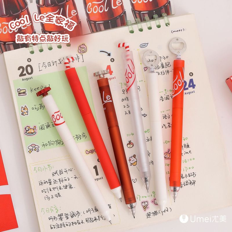 尤美 Cool Le扭动可擦笔趣味可乐食玩0.5顺滑旋转学生办公可擦笔|undefined