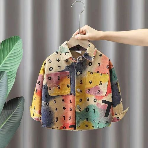 Boys Spring and Autumn Season Casual Thin Long Sleeve Jacket Streetwear Collar Shirt
