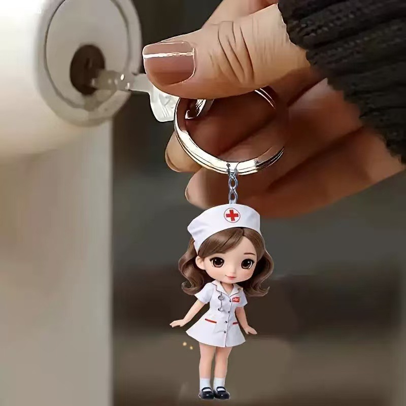 Decoración transfronteriza. El nuevo modelo. Acrílico lindo enfermera pequeña hermana accesorios colgante llavero nuevo bolso de regalo