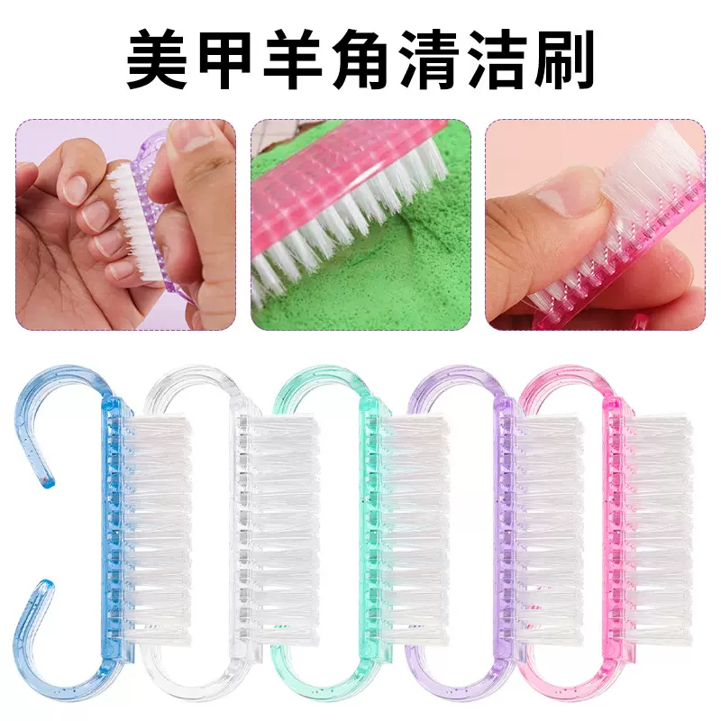 批发小号牛角刷多功能塑料美甲粉尘刷指甲缝隙清洁刷美甲刷指甲刷