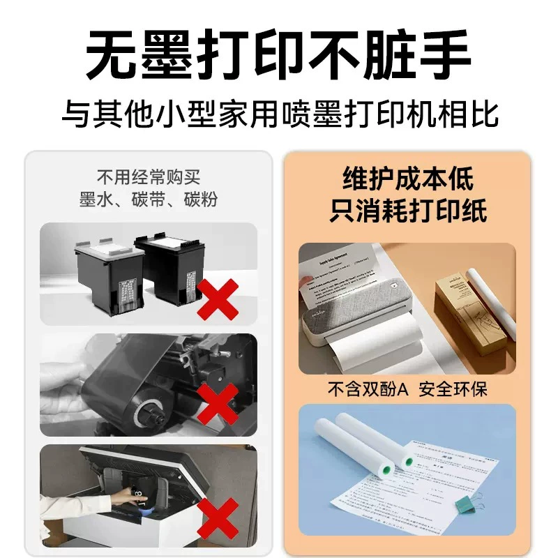 Мини-термопринтер A4 (Ailixiong A40), портативный бесчернильный принтер A4 для дома и учебы