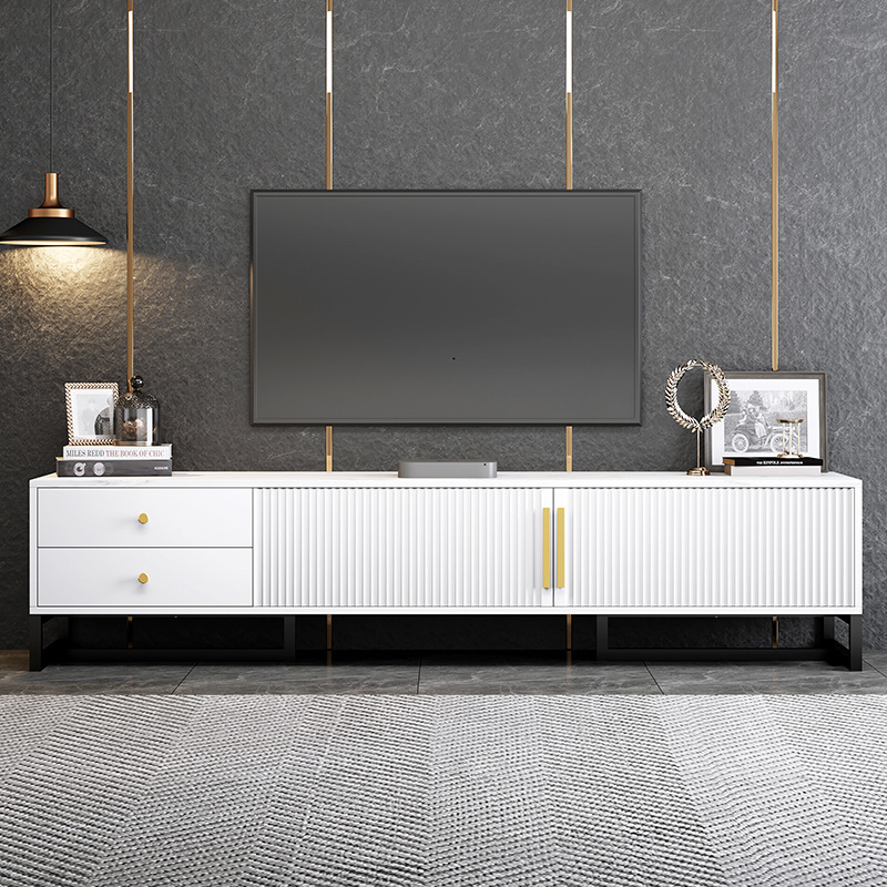 Gabinete de TV moderno minimalista mesa de café combinación luz gabinete de piso de almacenamiento de lujo muebles de sala gabinete de pared de combinación estrecha