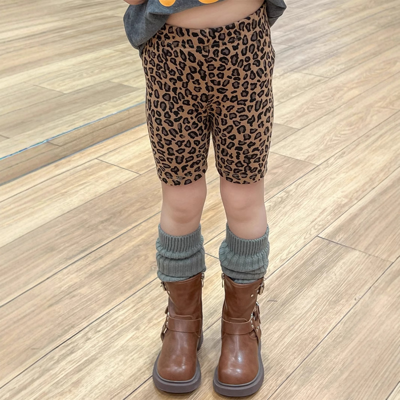 Spring/Summer 2025 ~ Girls' Leopard Print Riding Shorts Leggings Children's Yoga Pants