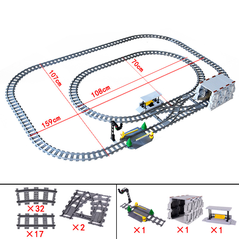 Tren De La Ciudad vía del tren compatible con el carril recto curva combinación escena pequeña partícula montaje bloques de construcción bolsa de juguete
