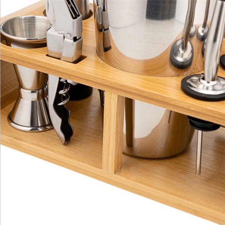 Cross-border sales stainless steel cocktail set 750ml hand shaker kettle liquor pot bar tool 12-piece set wine utensils 