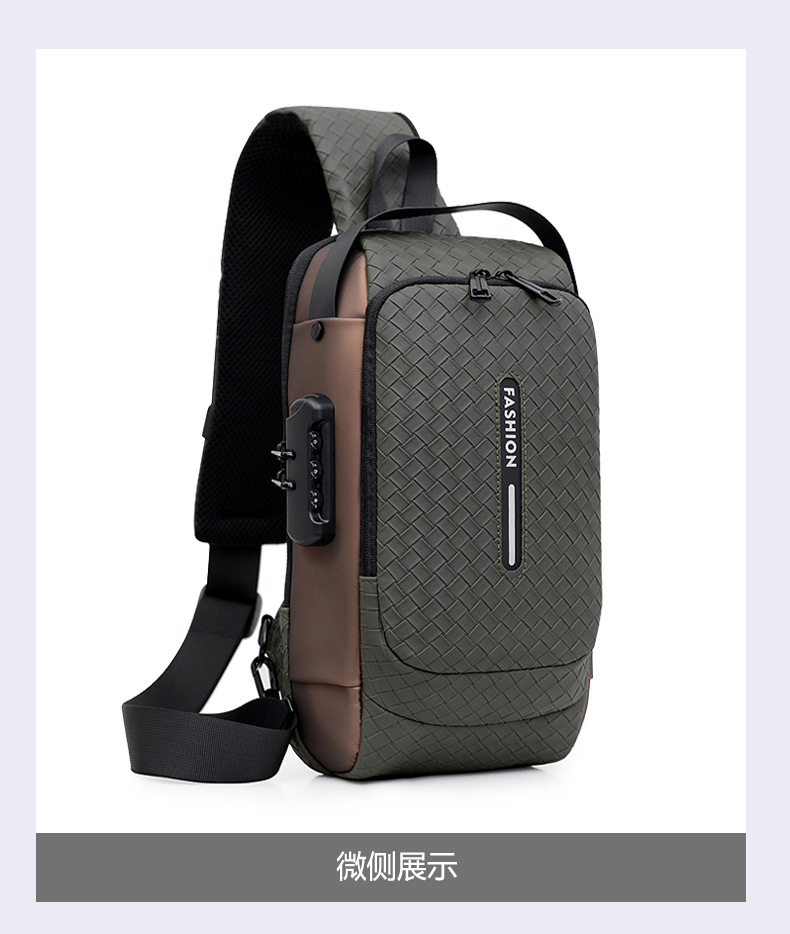 Cross-border men's chest bag, anti-theft password lock, single-shoulder bag, casual and simple crossbody bag, water-resistant outdoor storage chest bag undefined
