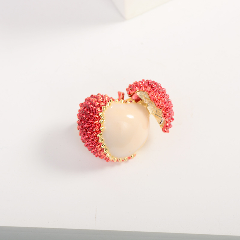 New Handmade Enamel Brooch Corsage Exquisite Diamond-Encrusted Korean Style Lychee Brooch Versatile Clothing Accessories Pin for Women