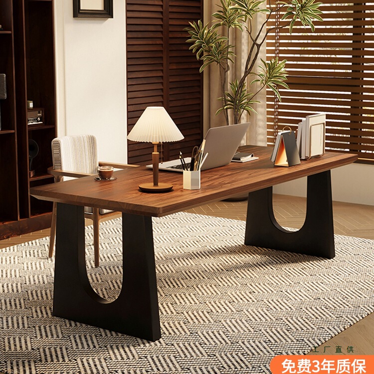 Solid Wood Large Desk, Living Room-Style Long Computer Desk, Antique-Style Workbench, Desktop Home Bedroom Writing Desk