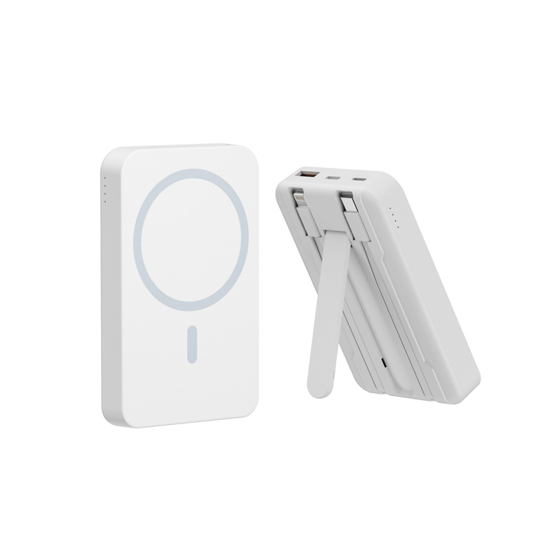 Transfronterizos con soporte de cable magnético de carga inalámbrica de 10000 mAh fuente de alimentación móvil de carga rápida de gran capacidad